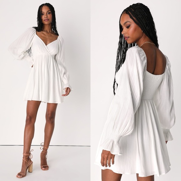 Lulus Dresses & Skirts - Lulus Forever Frolicking White Embroidered Long Sleeve Mini Dress